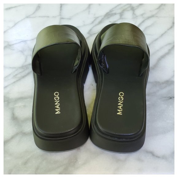 Mango Pala Black Leather Slide Sandals Size 36 - Picture 7 of 12